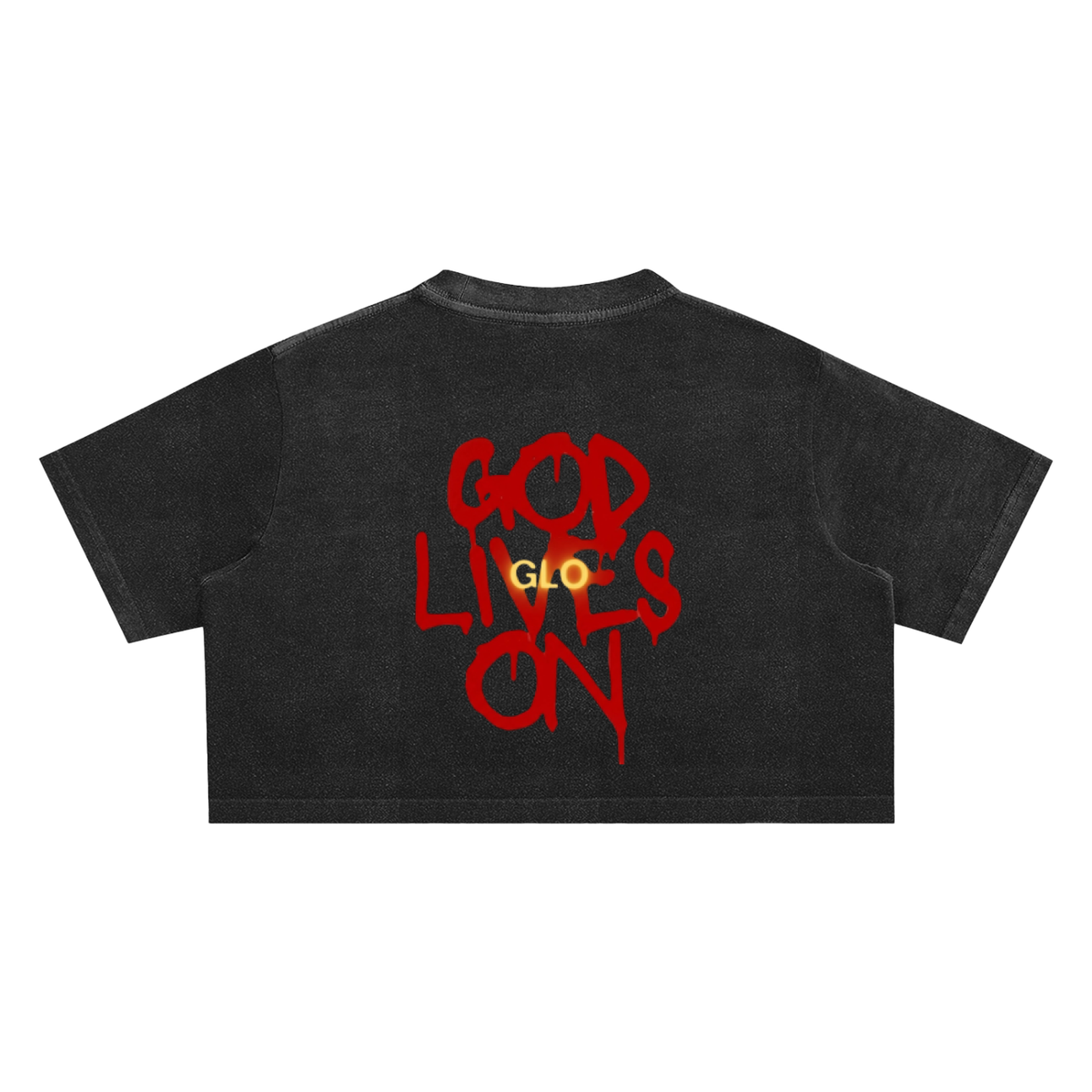 Street prayers Black Snow Washed Crop Top
