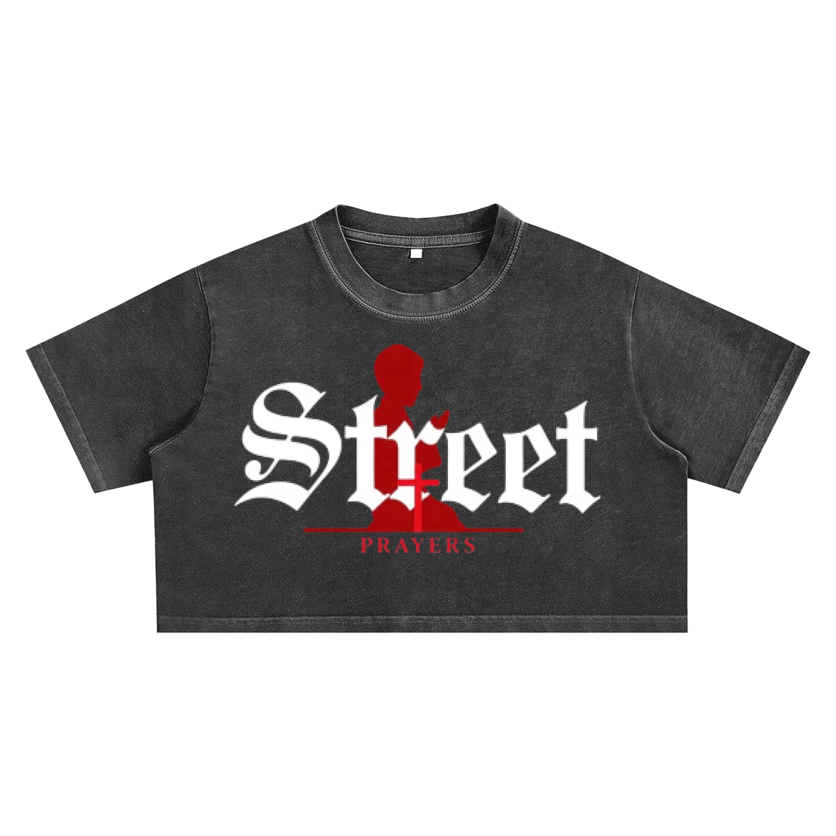 Street prayers Black Snow Washed Crop Top