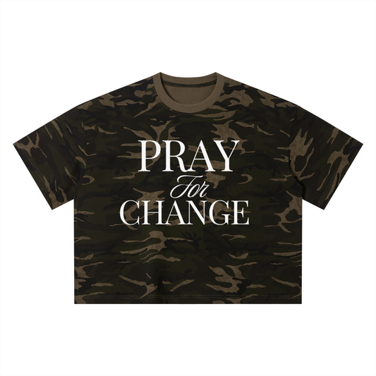 Original Pray for Change Unisex Camo Boxy T-Shirt
