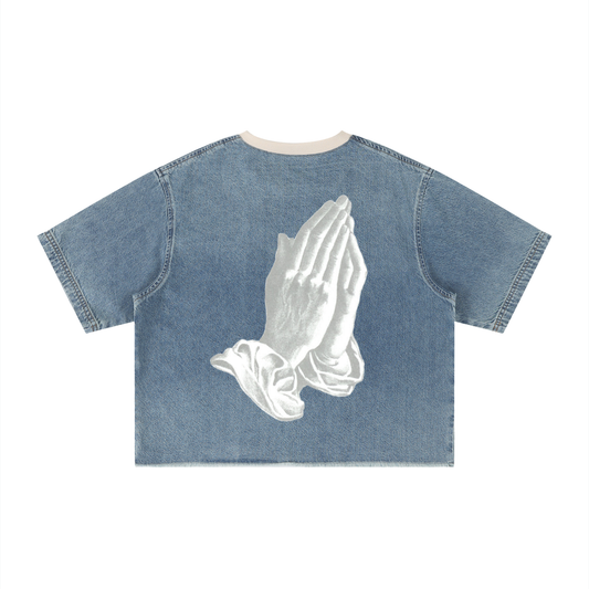 Original Pray for Change Denim Vintage Unisex Washed Boxy T-Shirt